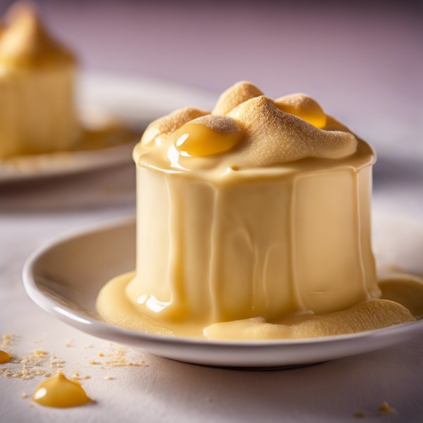 Single-serving custard ramekin topped with piped whipped cream, showcasing a smooth, pale yellow surface and elegant swirl.