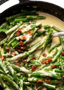 Green beans in creamy parmesan sauce with bacon 7